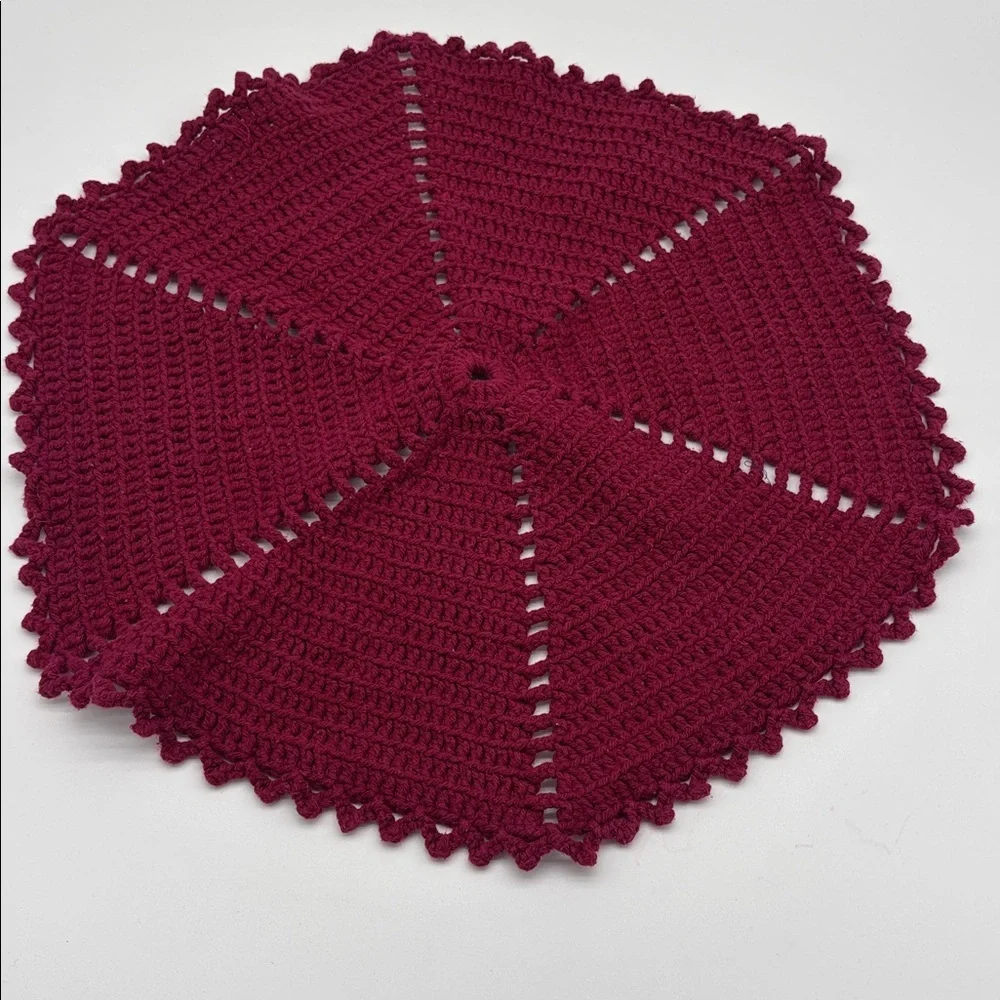 Lot of 4 Red Orange Crochet Round Different Sized Doilies